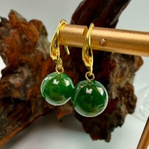 Natural Green Jade Hook Earrings