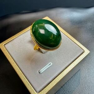 Natural Green Hetian Jade Adjustable Ring