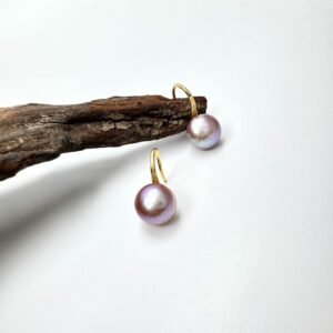 Natural Pearl Hook Earrings Purple