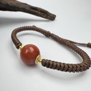 Rope Chain Red Agate Single-Bead Bracelet