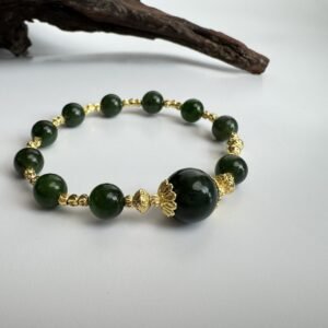 Natural Nephrite Jade Beaded Bracelet