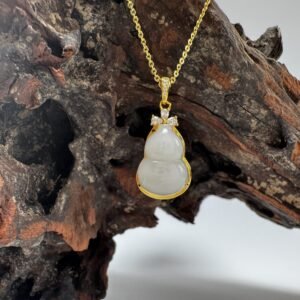 Natural Premium Raw Gold Silk Jade Necklace