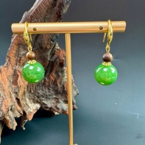 Green Jade Hook Earrings