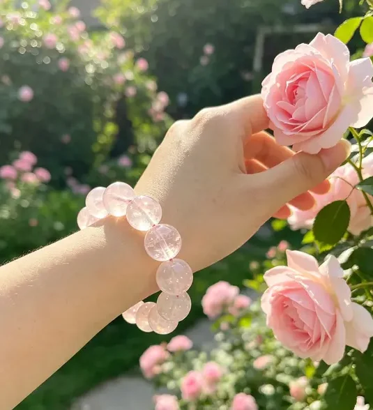Natural Pink Quartz Bracelet | Translucent Pink Hue | For Love & Healing Vibe | Affordable Delicate Jewelry - 图片 4