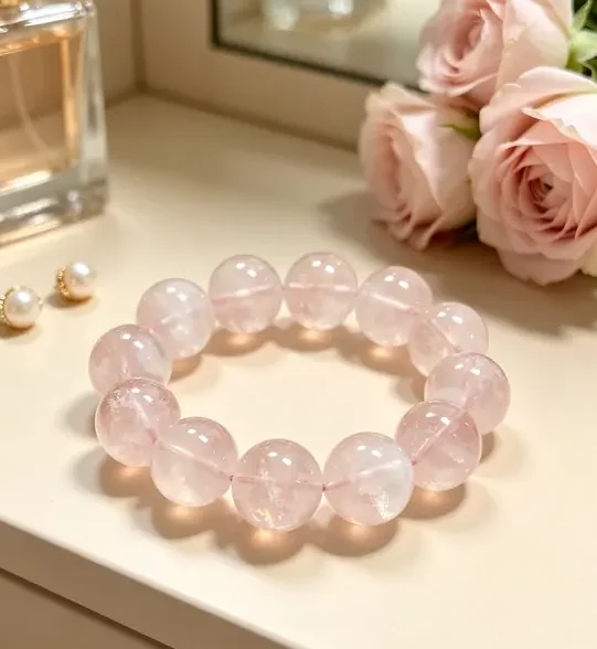 Natural Pink Quartz Bracelet | Translucent Pink Hue | For Love & Healing Vibe | Affordable Delicate Jewelry