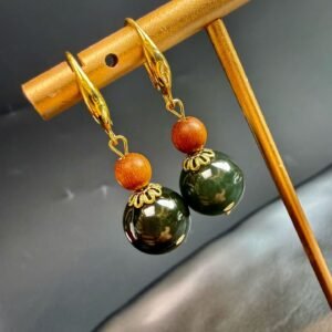 Green Jade Hook Earrings